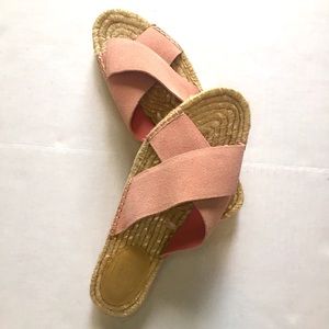 Gap Soft Pink Criss Cross Espadrille Slides S 8.5